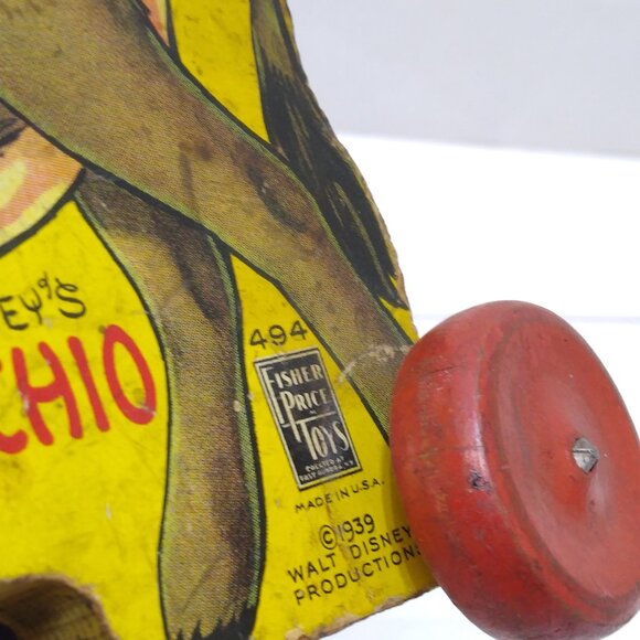 Fisher Price Walt Disney's Pinocchio's Donkey Wooden Pull Toy #494 Vintage RARE - Picture 7 of 10